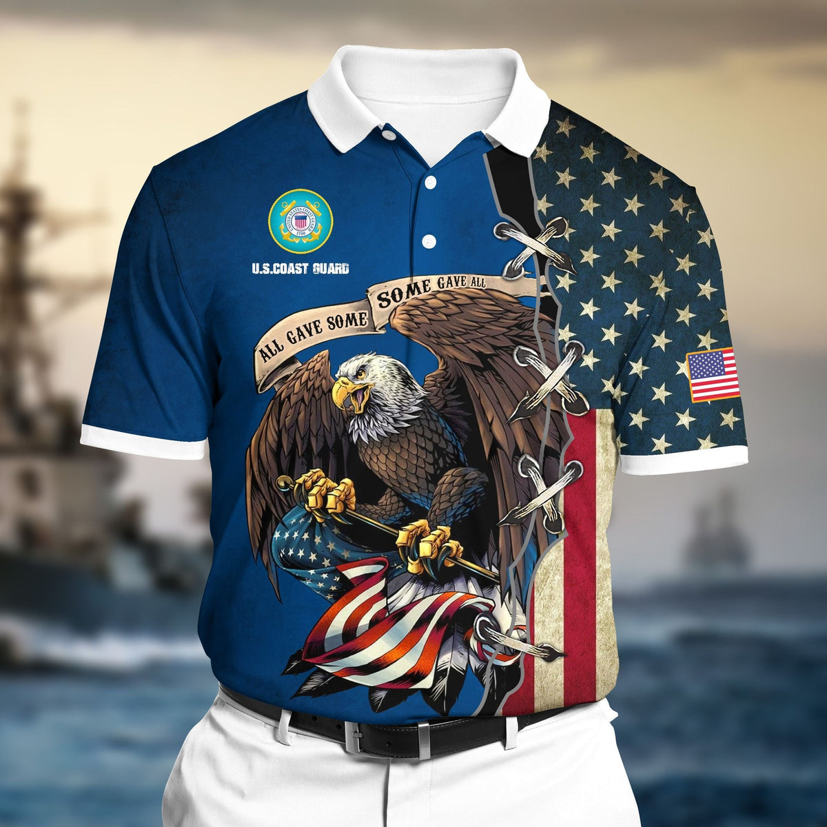 BJ Premium U.S Cost Guard Polo All Over Printed