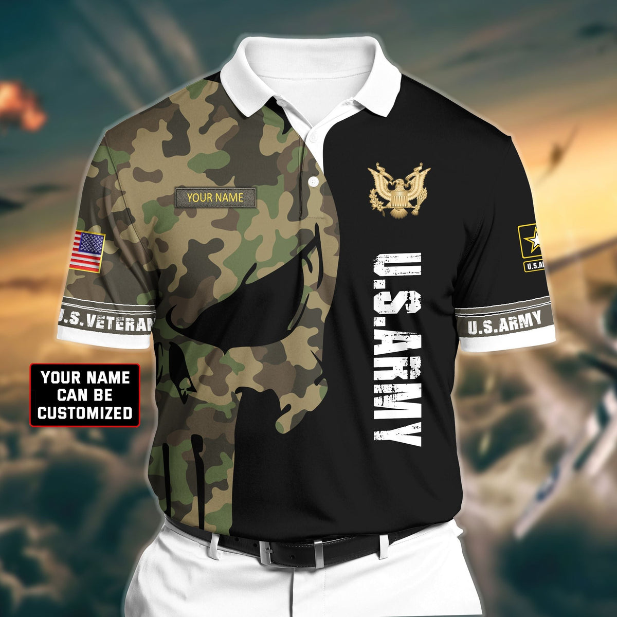 BJ Premium Veteran U.S Army 2 3D Polo All Over Printed