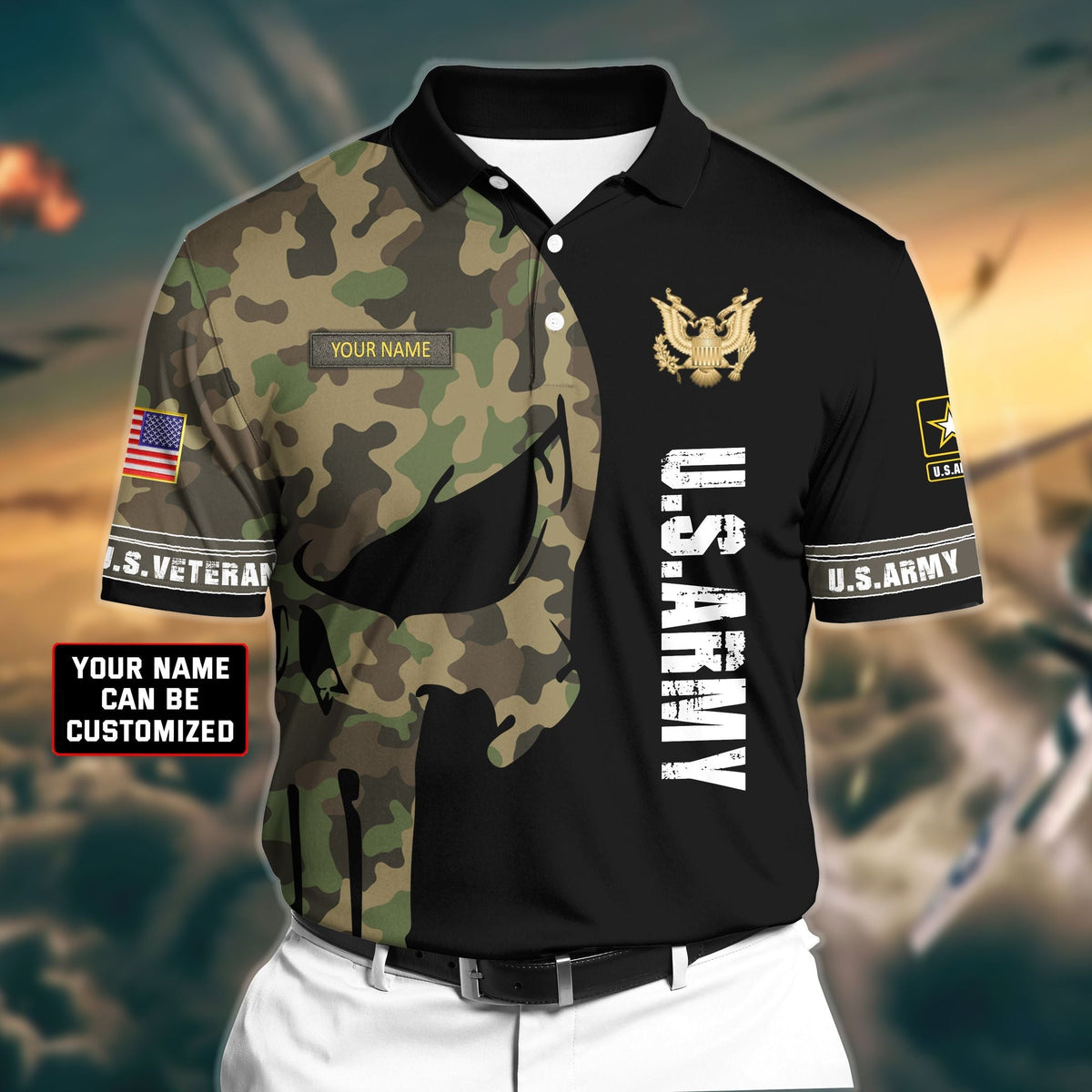 BJ Premium Veteran U.S Army 2 3D Polo All Over Printed