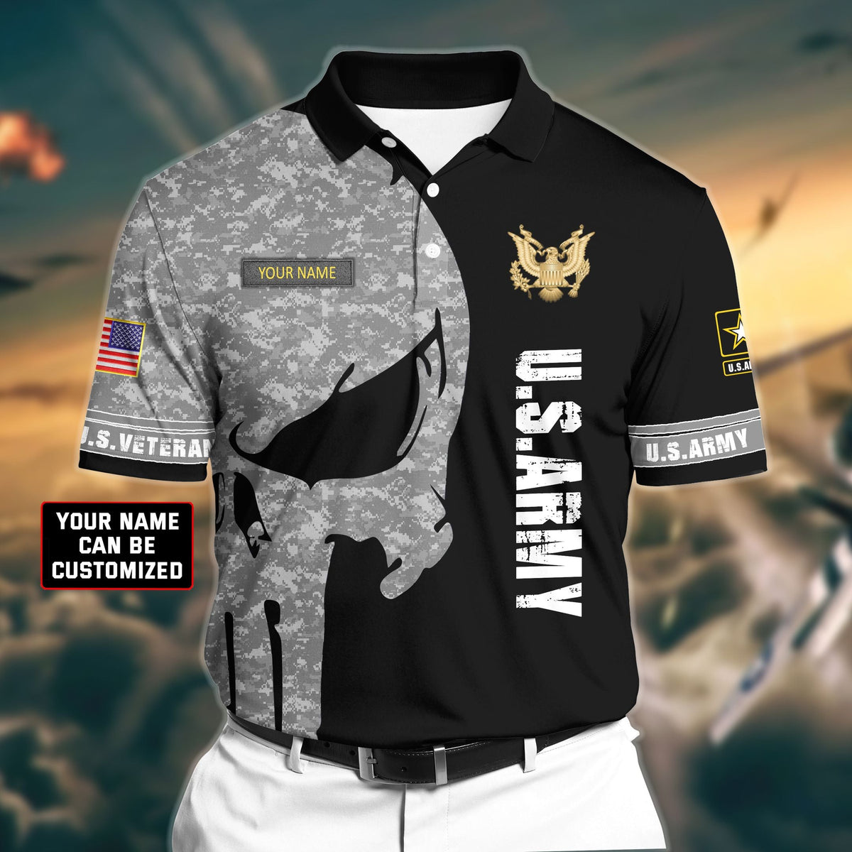 BJ Premium Veteran U.S Army 1 3D Polo All Over Printed