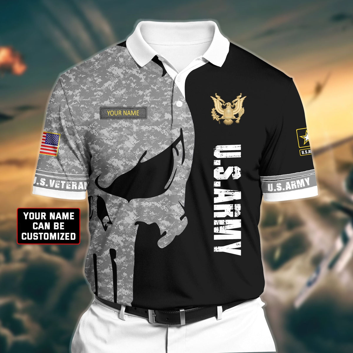 BJ Premium Veteran U.S Army 1 3D Polo All Over Printed
