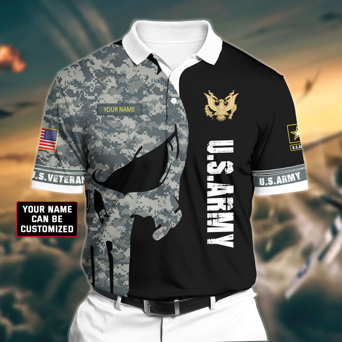 BJ Premium Veteran U.S Army 2 3D Polo All Over Printed