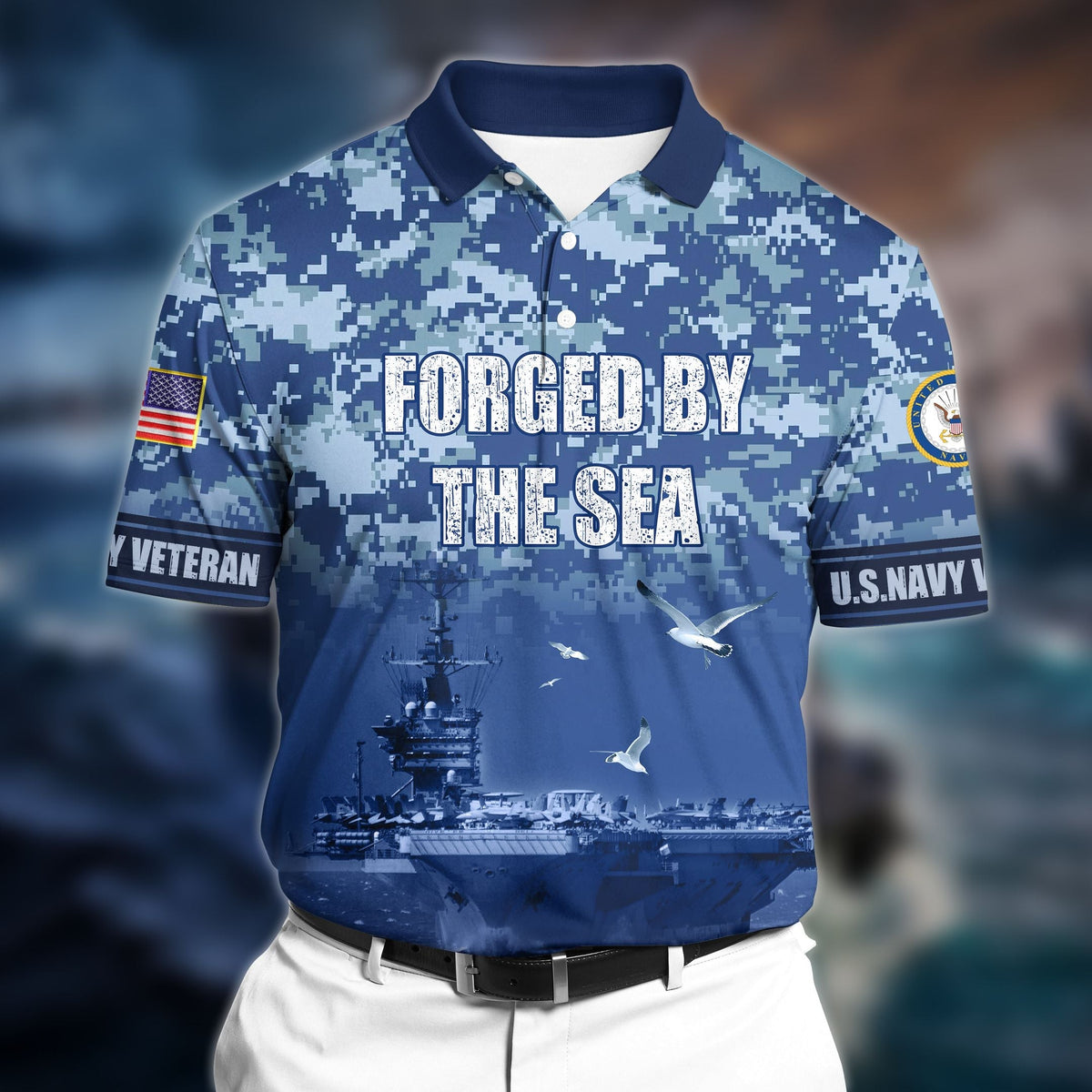 BJ Premium Veteran U.S Navy 3D Polo All Over Printed