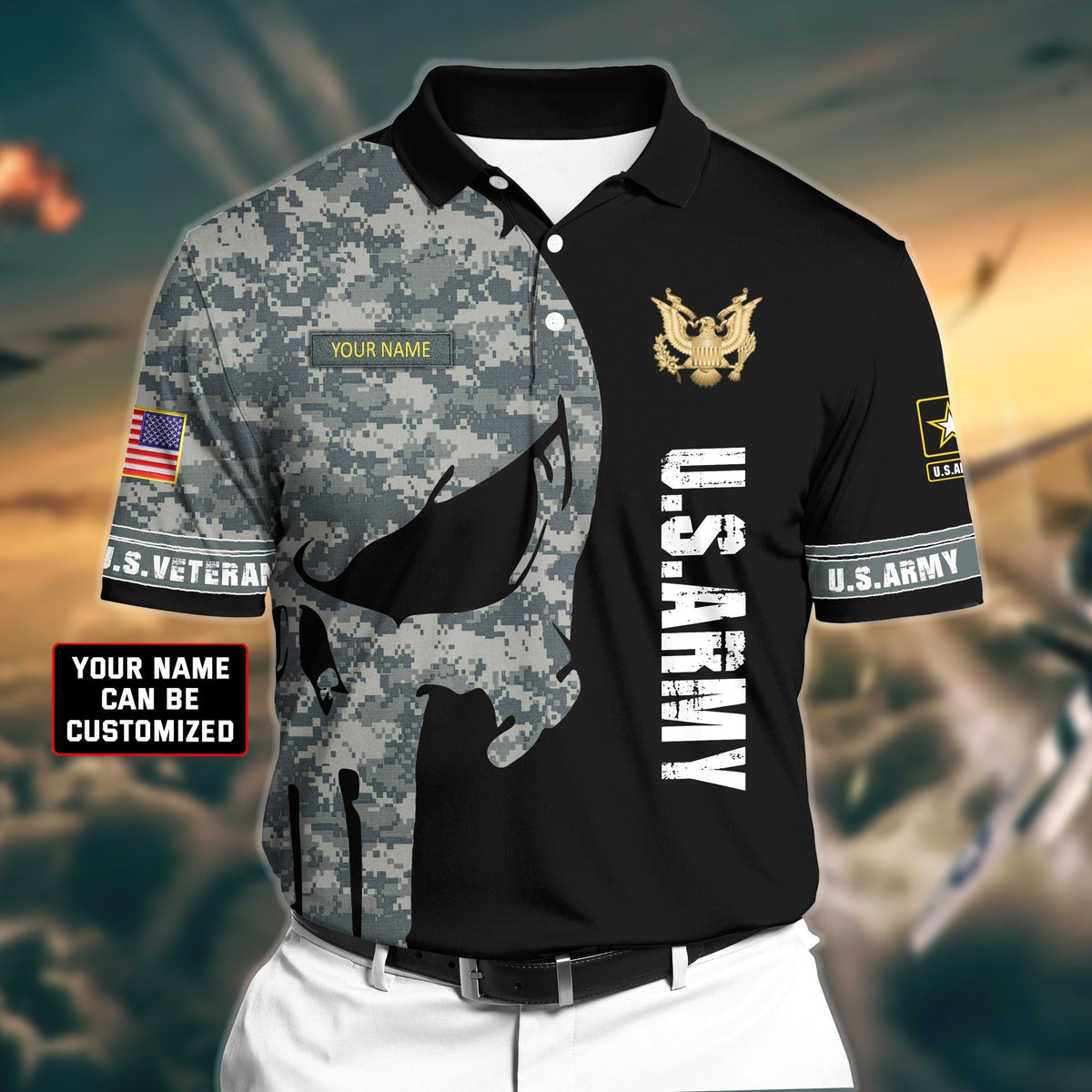 BJ Premium Veteran U.S Army 2 3D Polo All Over Printed