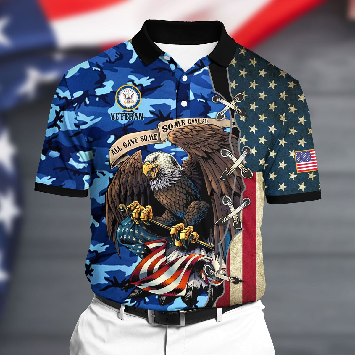 BJ Premium U.S Navy Polo All Over Printed