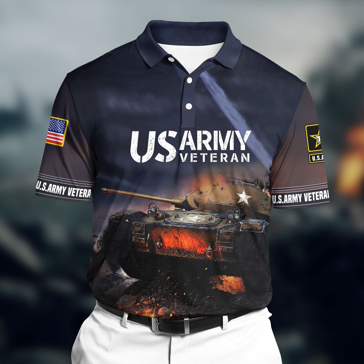 BJ Premium Veteran U.S Army 3D Polo All Over Printed