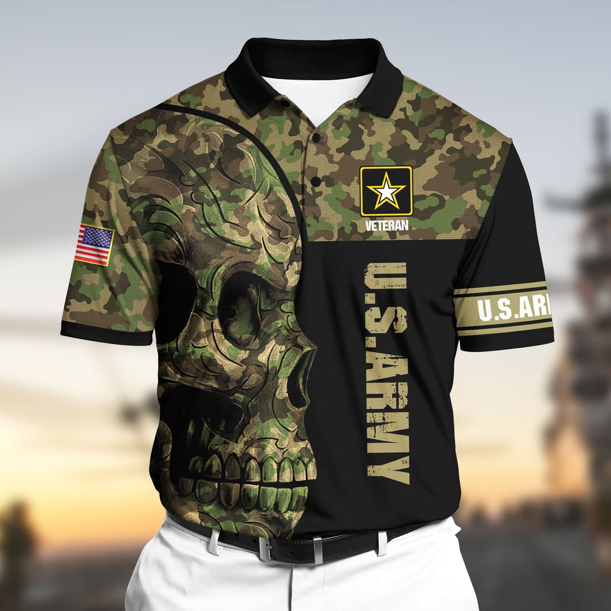 BJ Premium Unique U.S Army Veteran 3D Polo All Over Printed
