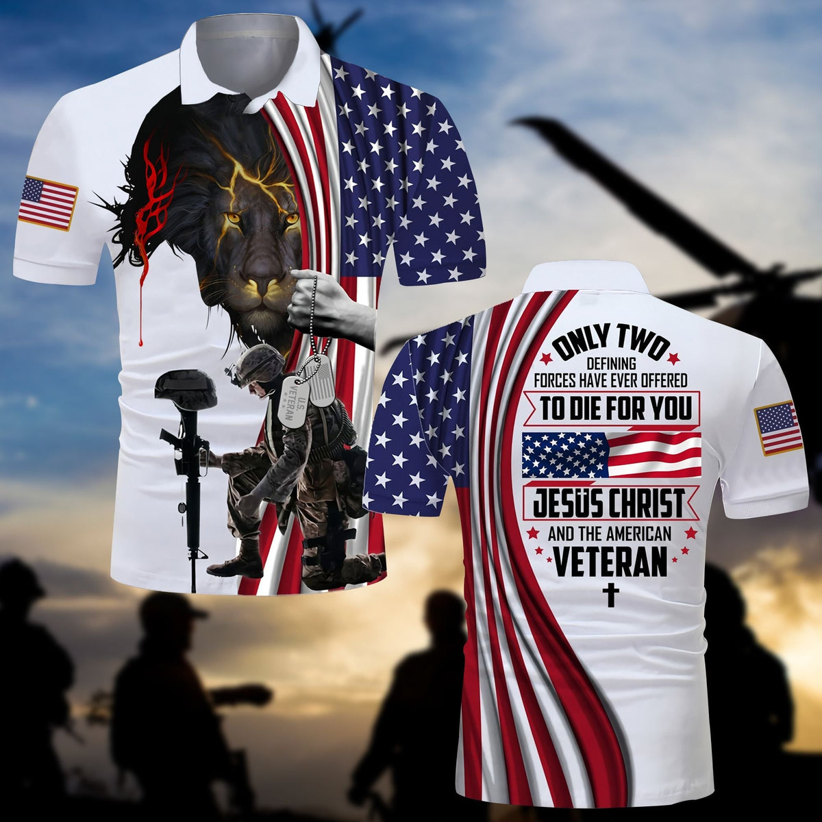 BJ Unique Jesus Christ And Veteran Polo Shirt