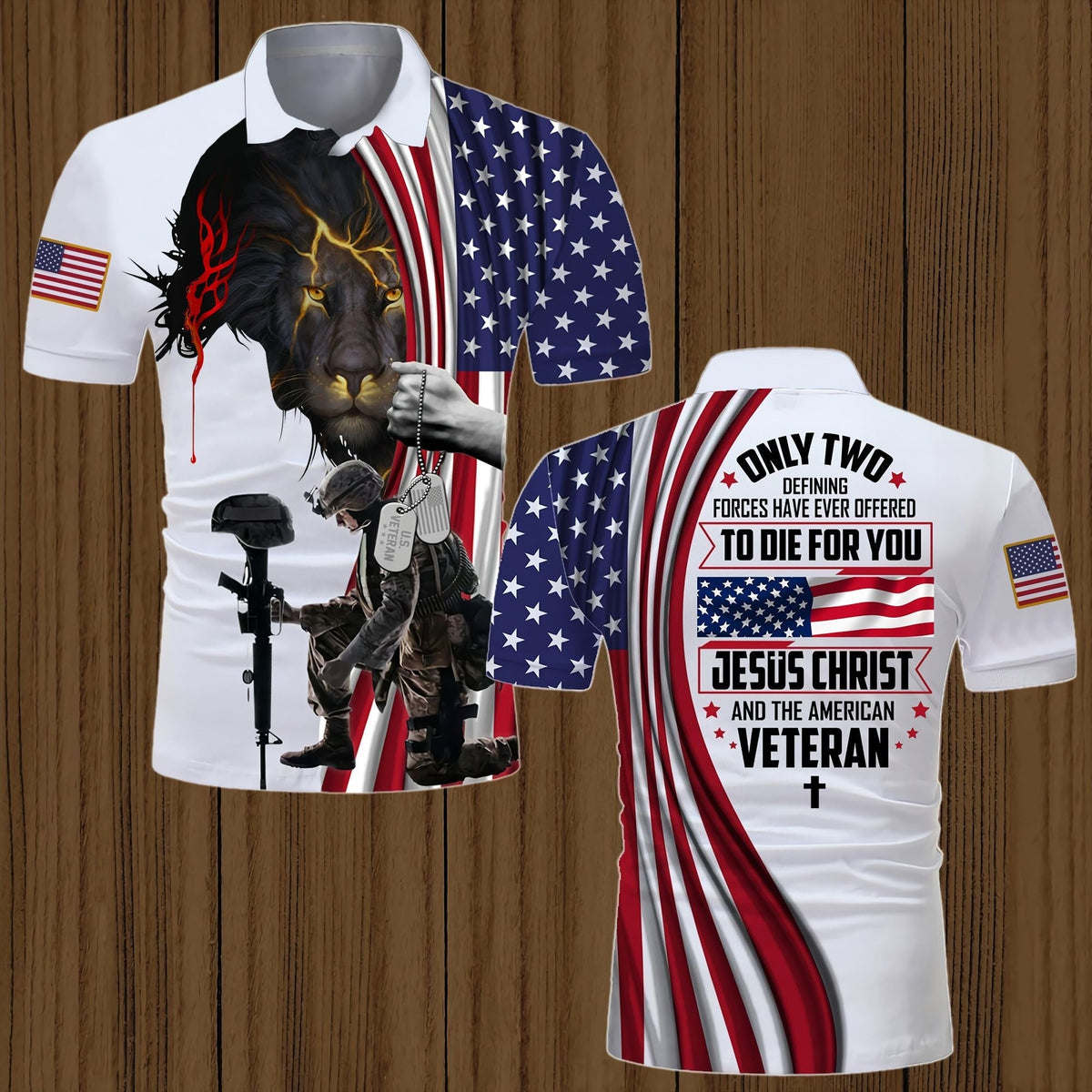 BJ Unique Jesus Christ And Veteran Polo Shirt