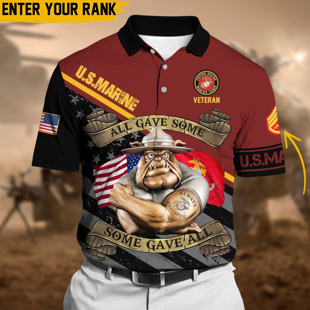 BJ Personalized Premium Multiple US Military Services Veteran Polo Shirt