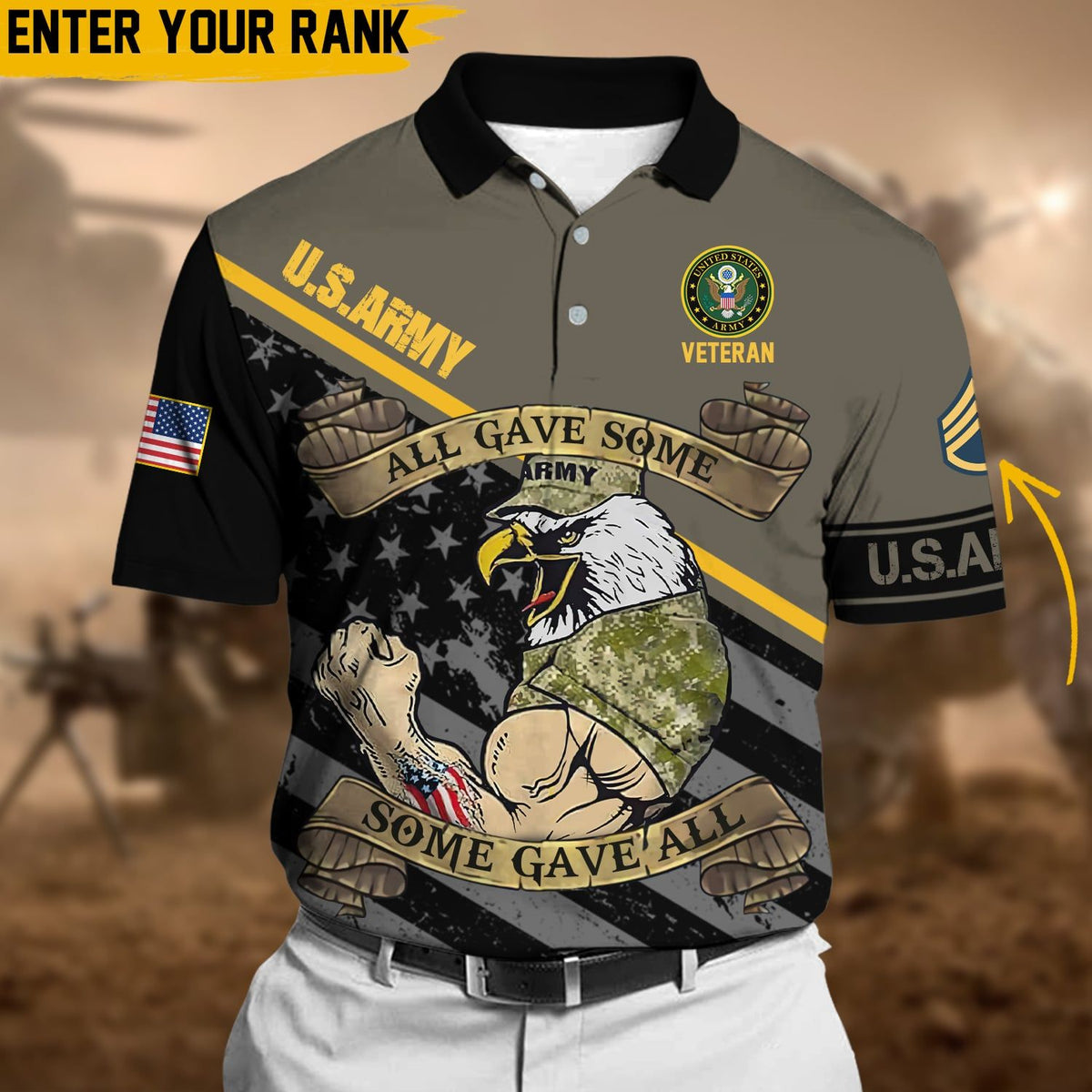 BJ Personalized Premium Multiple US Military Services Veteran Polo Shirt