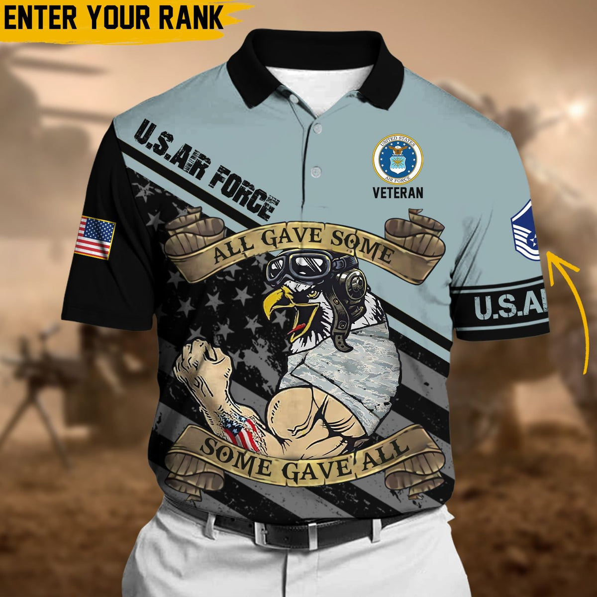 BJ Personalized Premium Multiple US Military Services Veteran Polo Shirt
