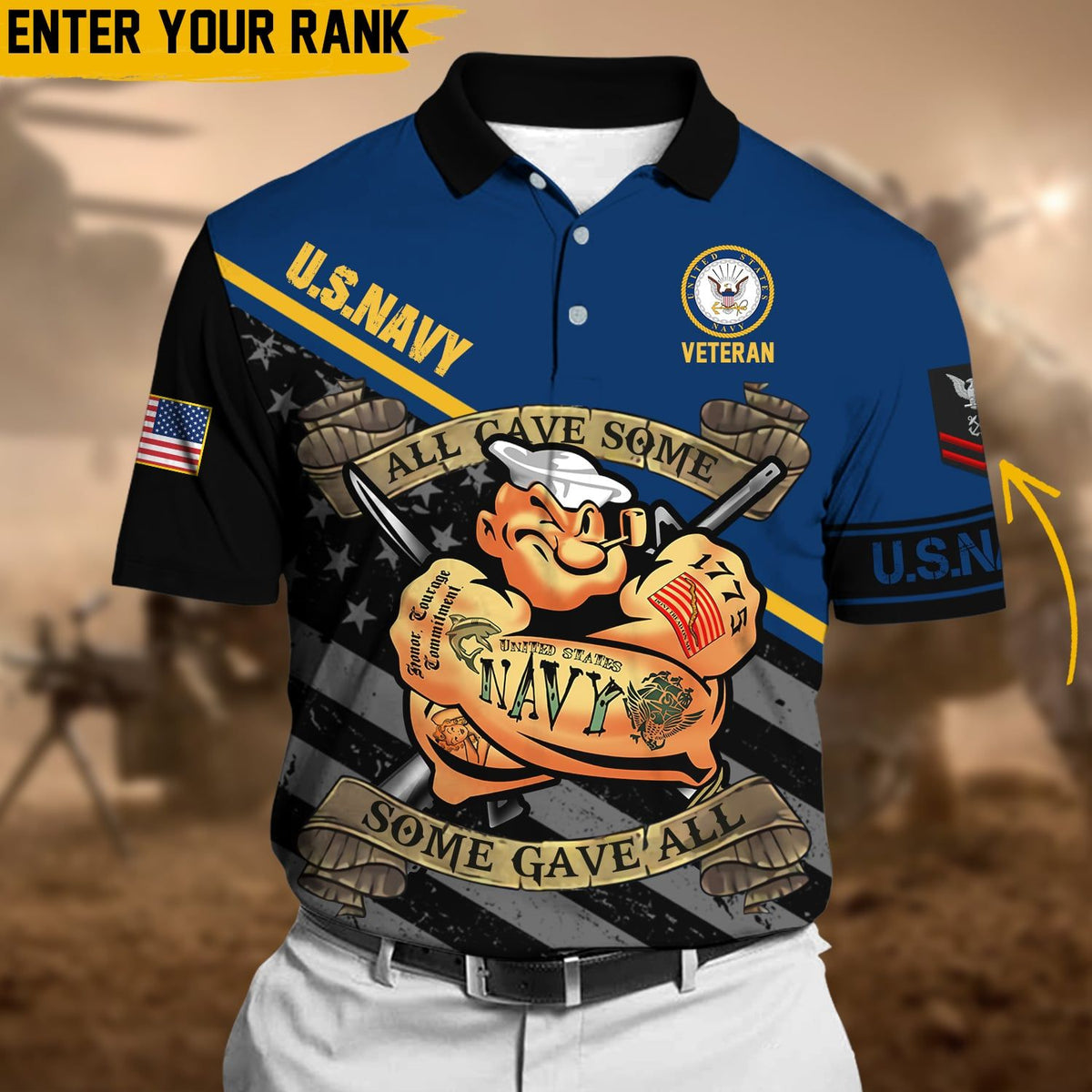BJ Personalized Premium Multiple US Military Services Veteran Polo Shirt