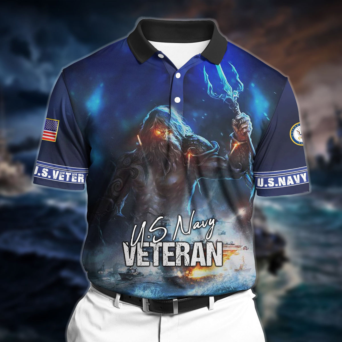 BJ Premium Veteran U.S Navy 3D Polo All Over Printed