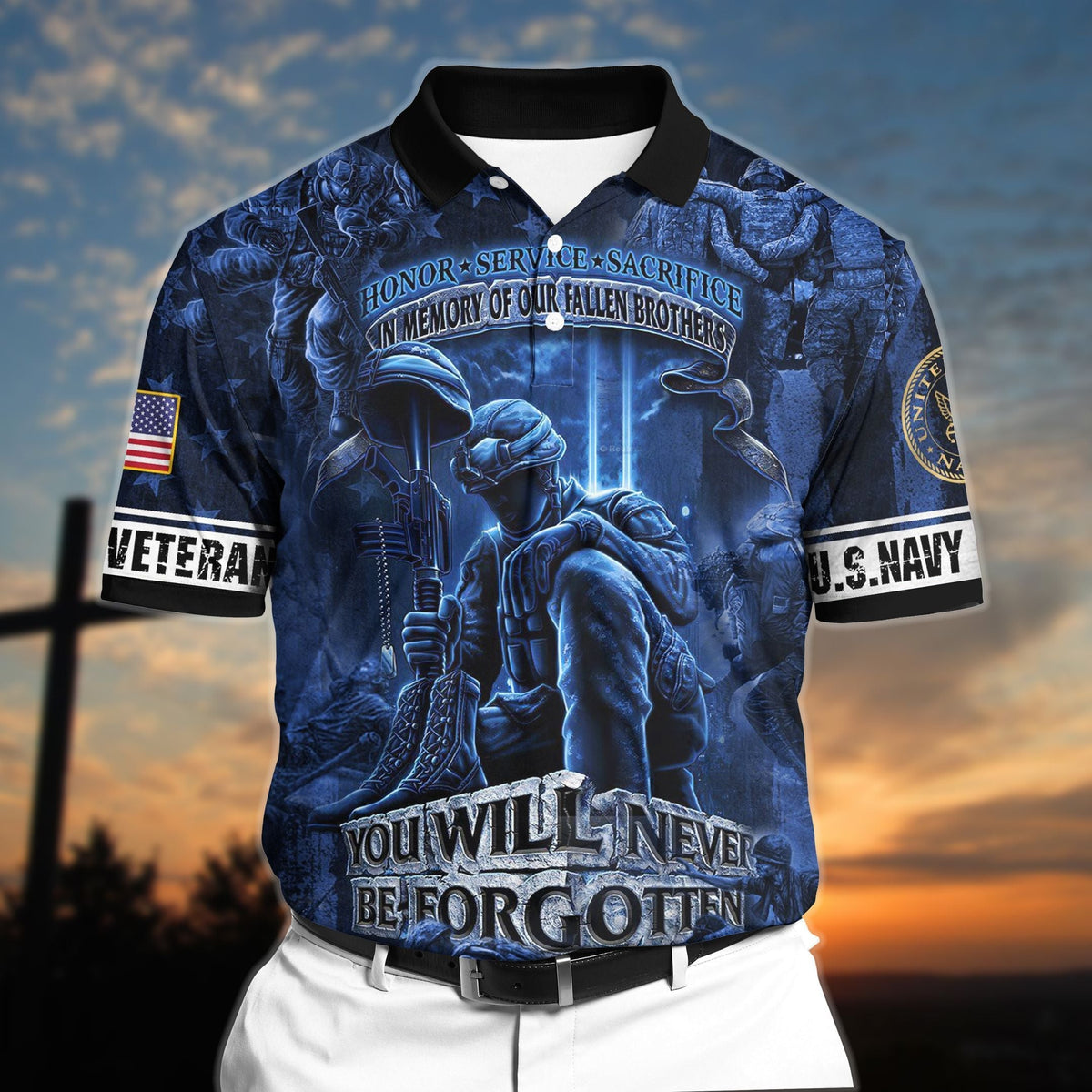 BJ Premium Veteran 3D Polo All Over Printed