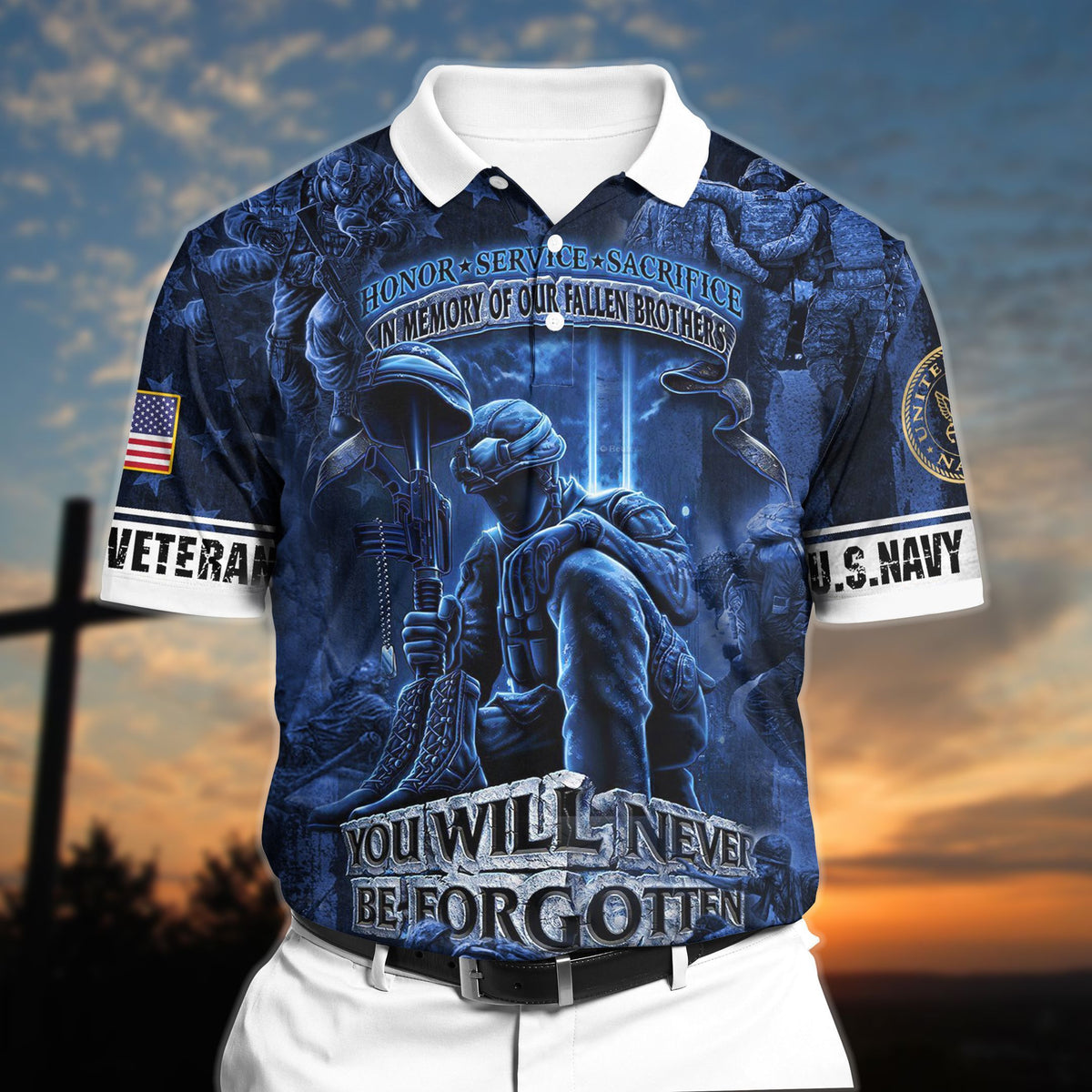 BJ Premium Veteran 3D Polo All Over Printed