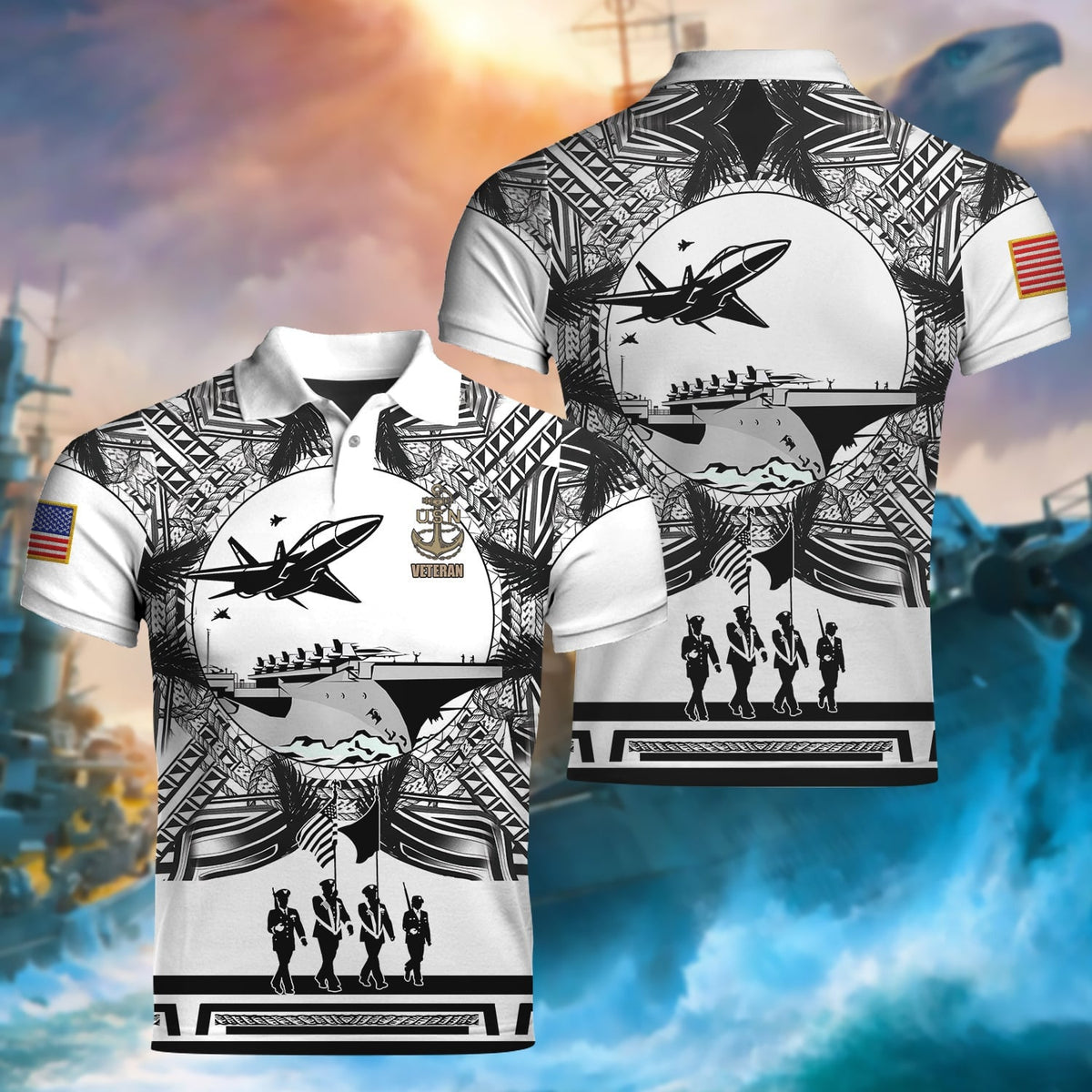 BJ Unique Proud U.S.Navy Veteran Polo Shirt