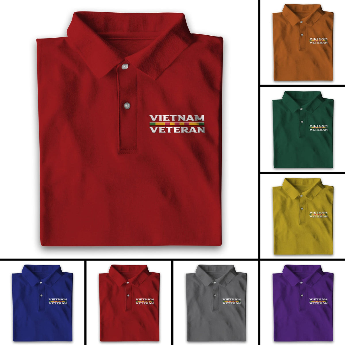 BJ Multicolor Unique Vietnam Veteran Polo Shirt