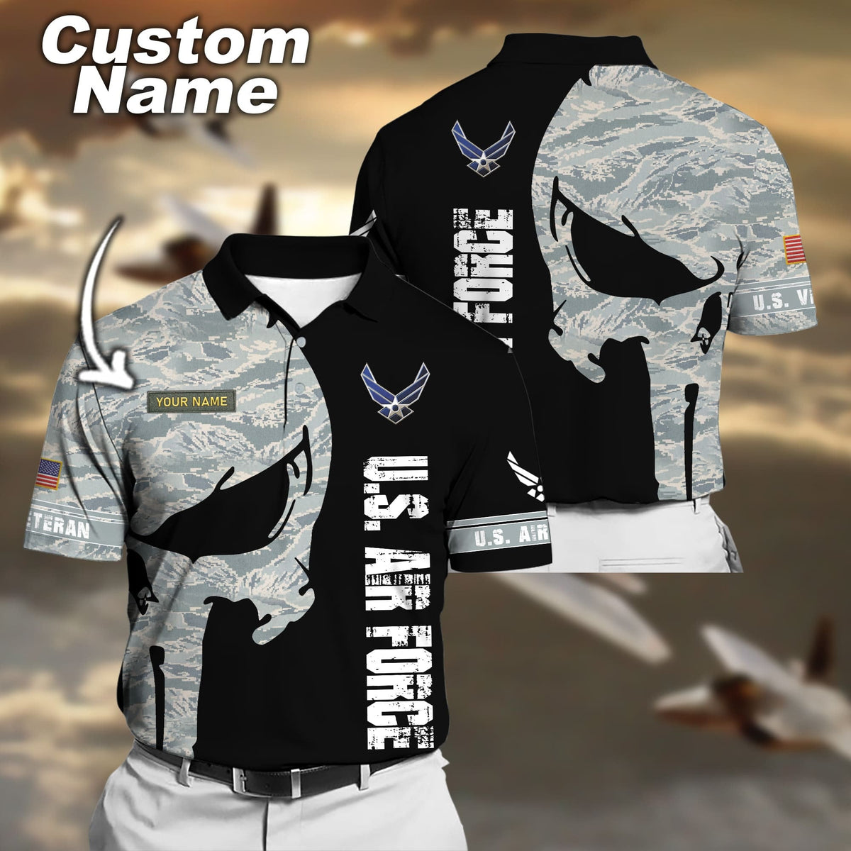 BJ Premium Multiple US Military Services Veteran Personalize Polo Shirt