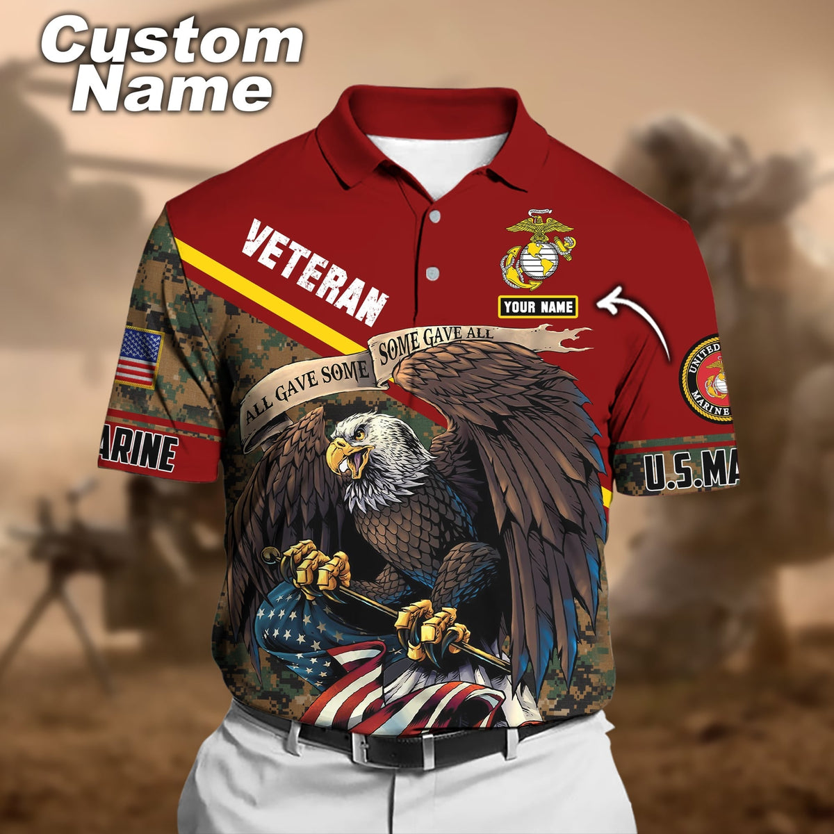 BJ Premium Honor The Fallen US Veteran Polo Shirt