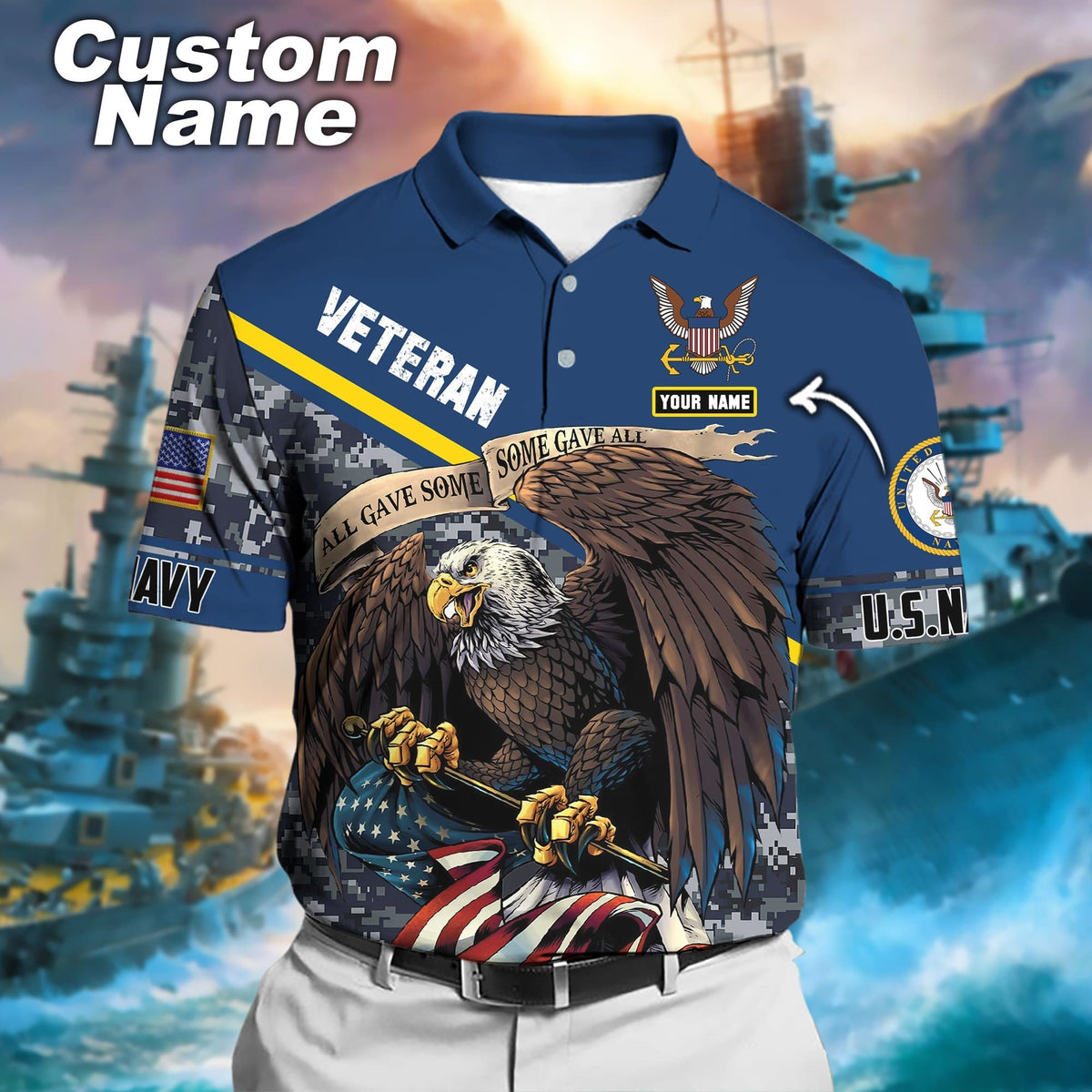 BJ Premium Honor The Fallen US Veteran Polo Shirt