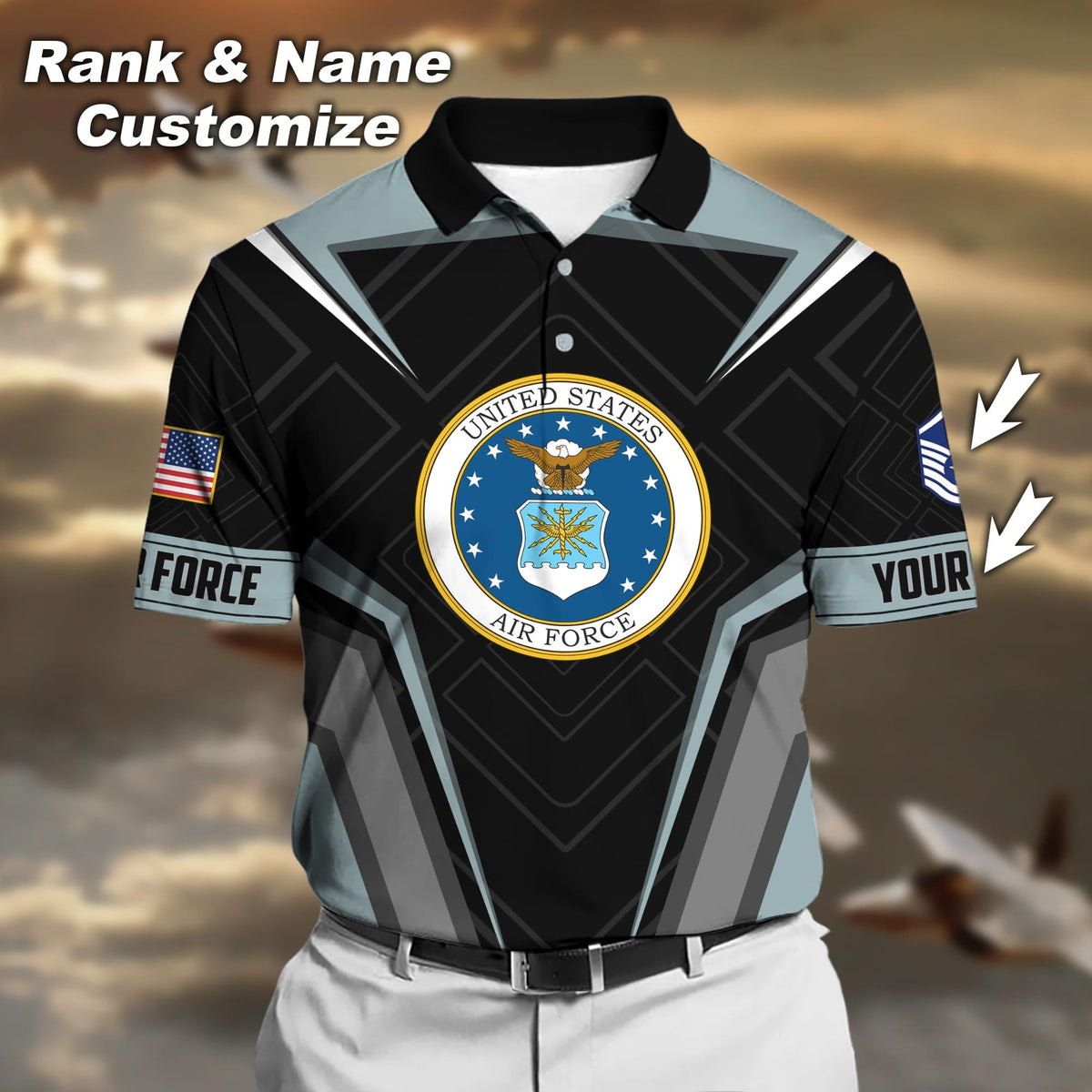 BJ Premium Personalised U.S Multiple Service Veteran Polo Shirt