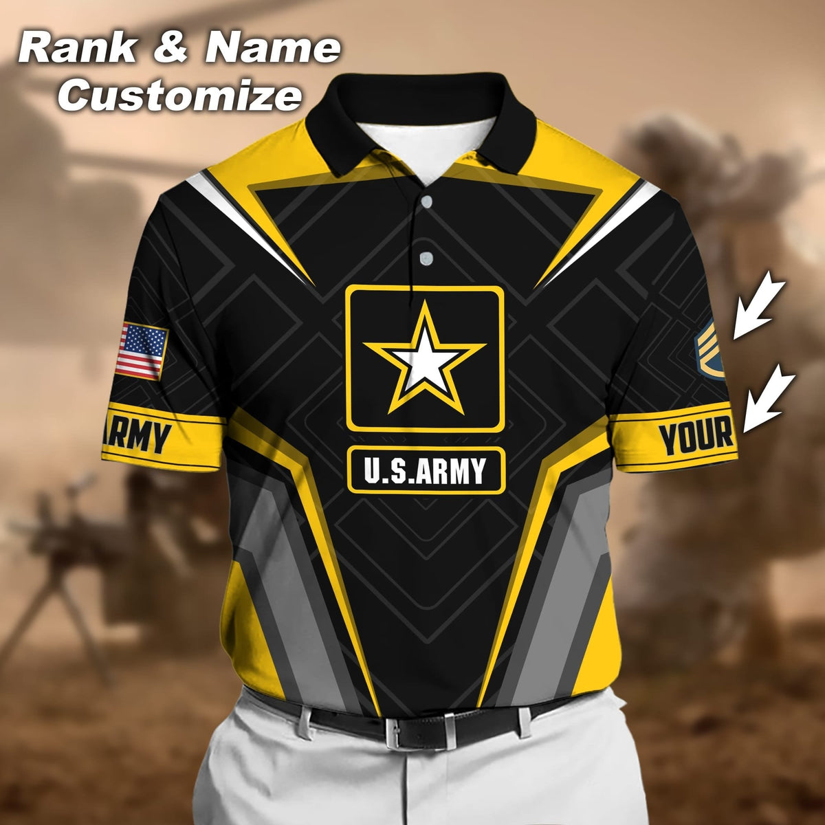 BJ Premium Personalised U.S Multiple Service Veteran Polo Shirt