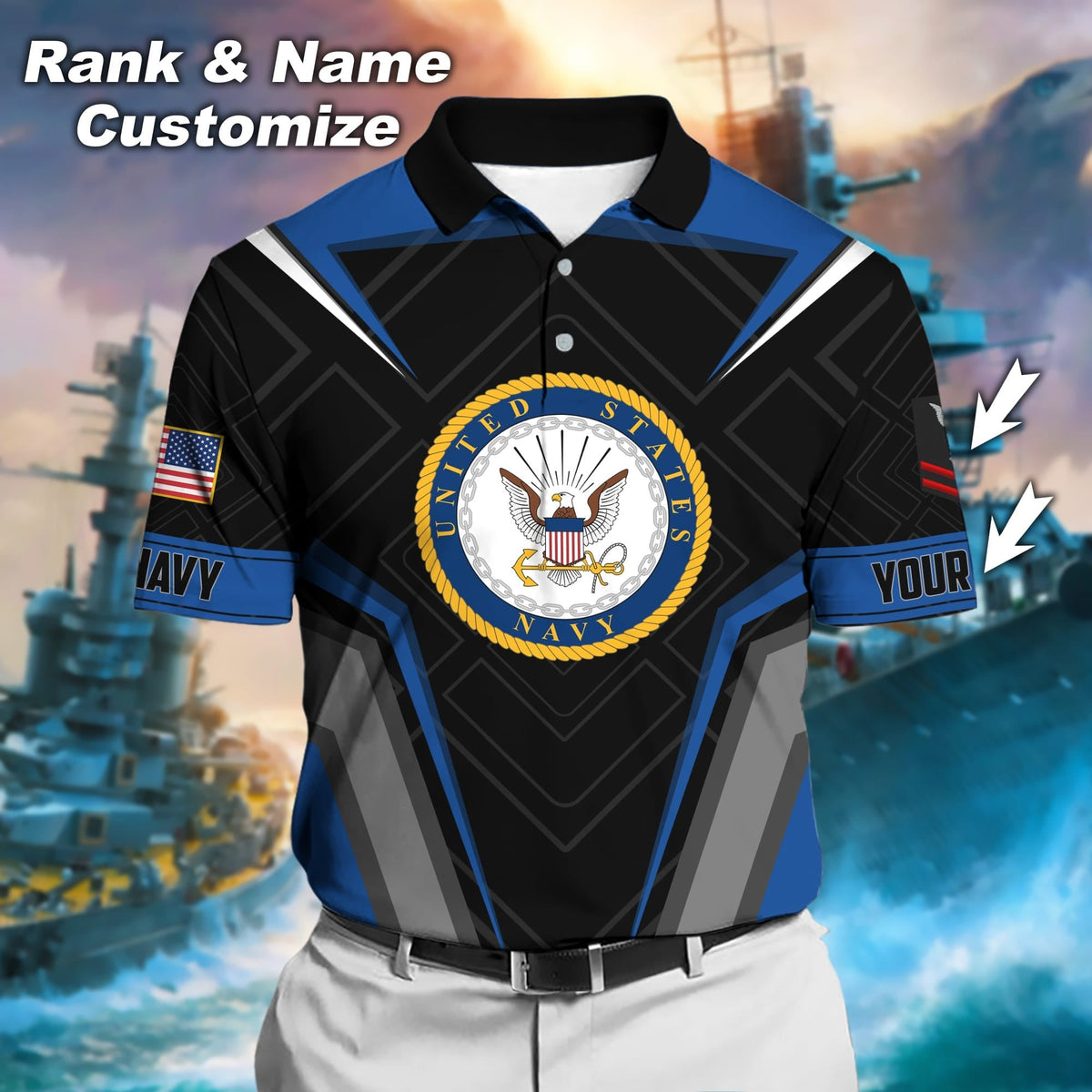 BJ Premium Personalised U.S Multiple Service Veteran Polo Shirt