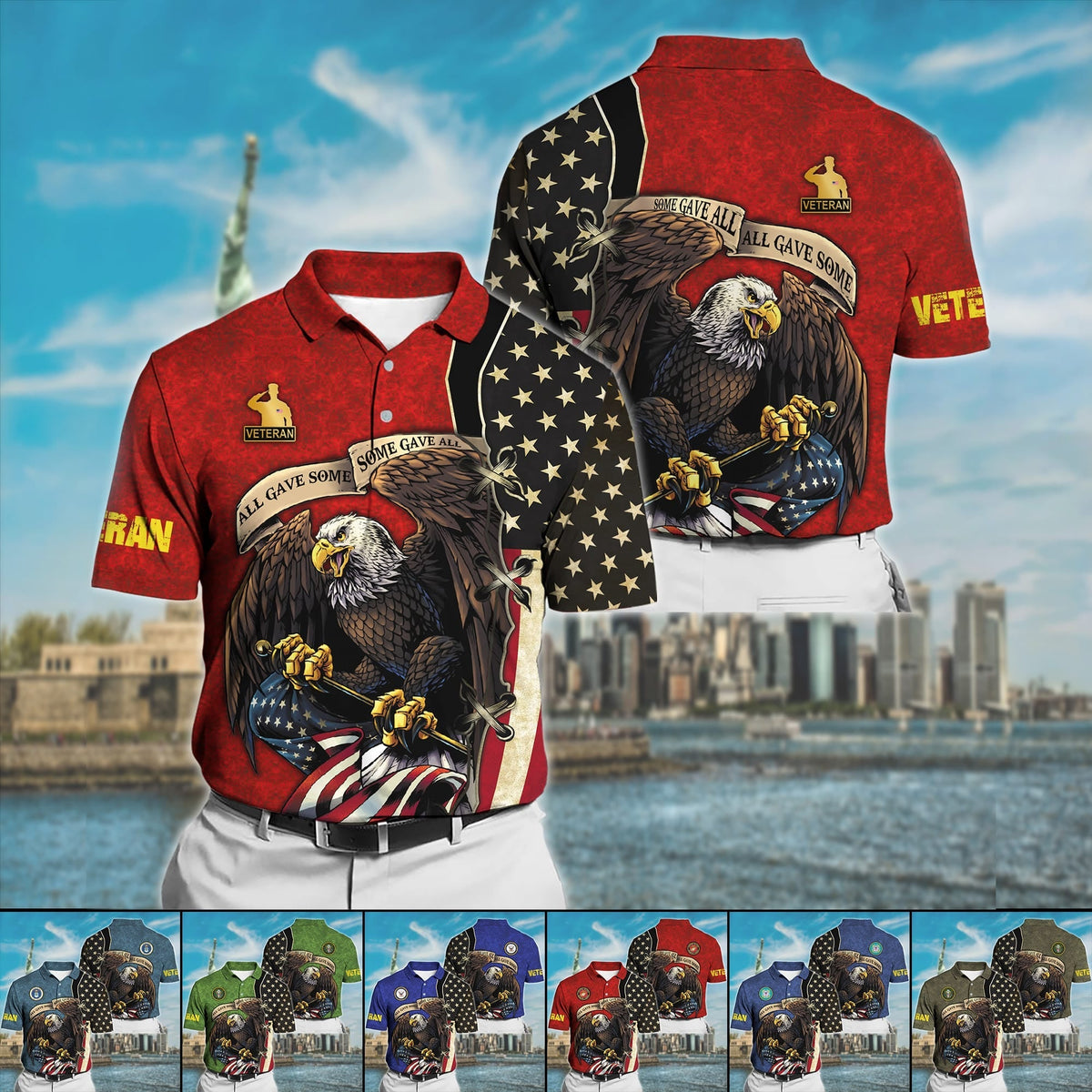 BJ Premium U.S Multiple Service Veteran Polo Shirt