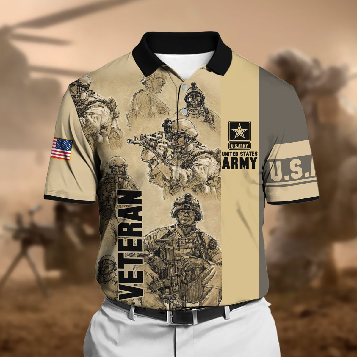 BJ Premium U.S Multiple Service Veteran Polo Shirt