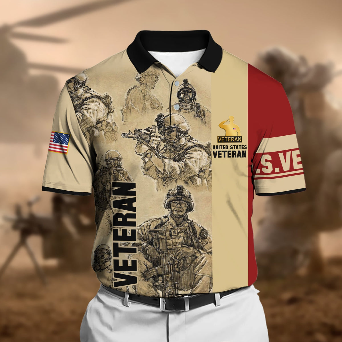 BJ Premium U.S Multiple Service Veteran Polo Shirt