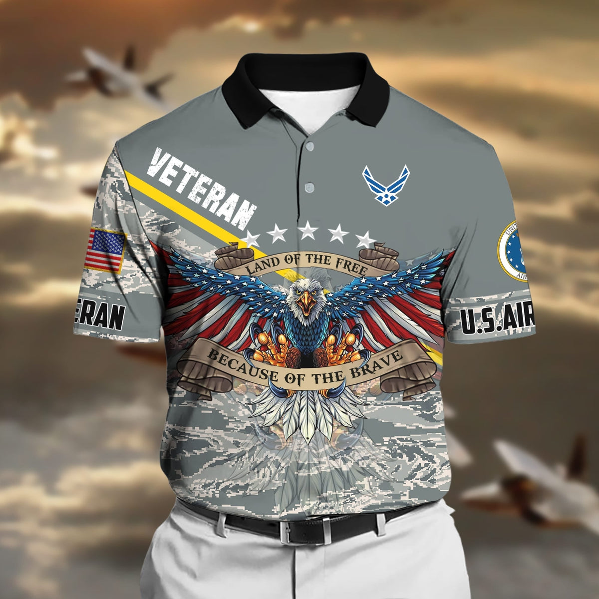 BJ Premium U.S Multiple Service Veteran Polo Shirt