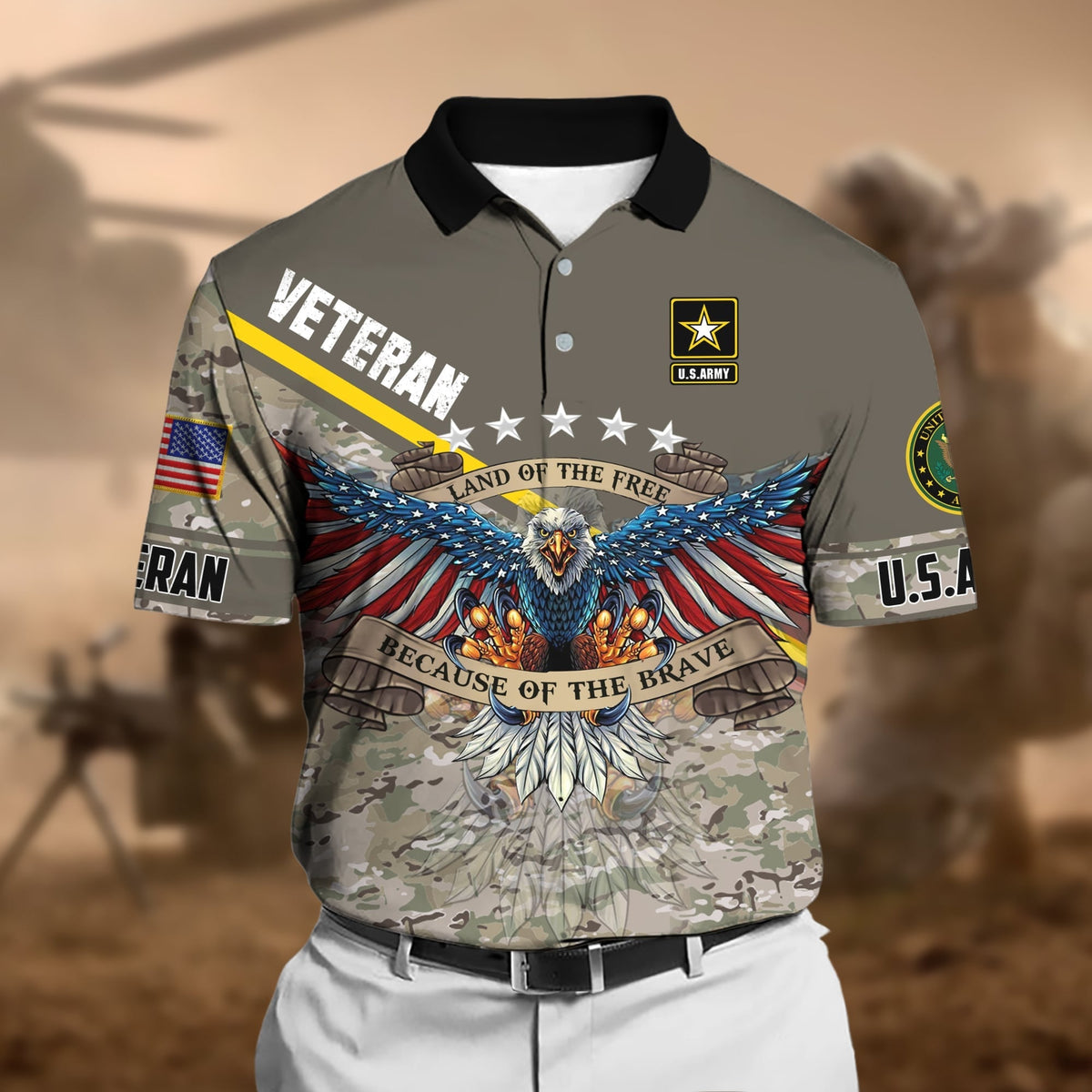 BJ Premium U.S Multiple Service Veteran Polo Shirt