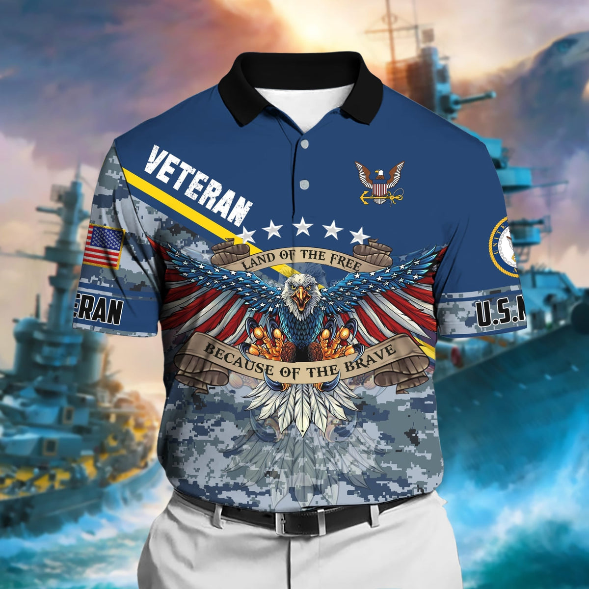 BJ Premium U.S Multiple Service Veteran Polo Shirt