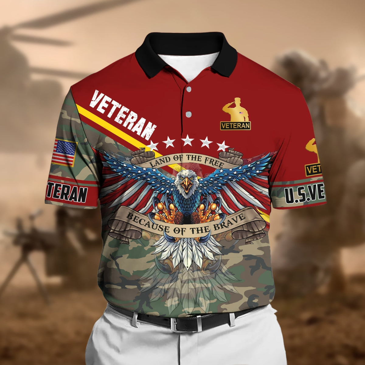 BJ Premium U.S Multiple Service Veteran Polo Shirt