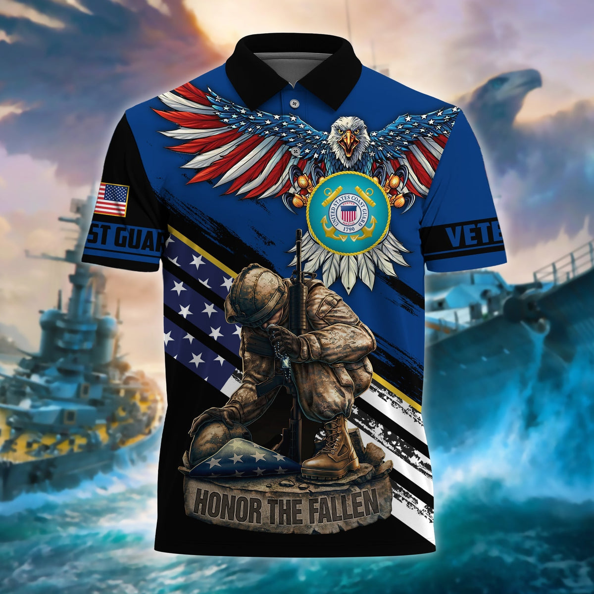 BJ Premium U.S Multiple Service Veteran Polo Shirt