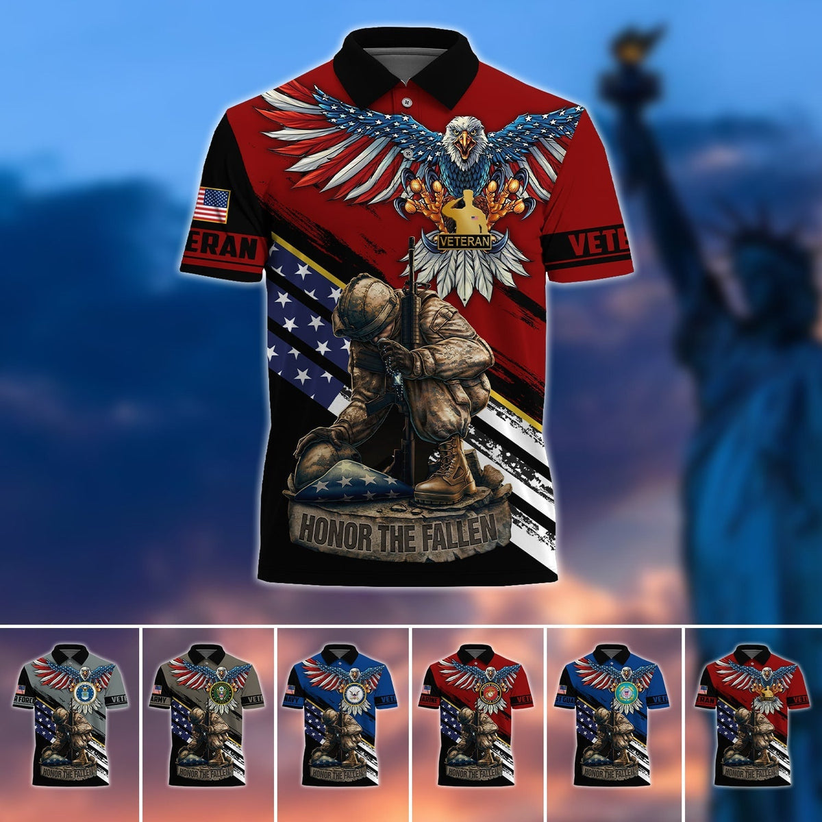 BJ Premium U.S Multiple Service Veteran Polo Shirt