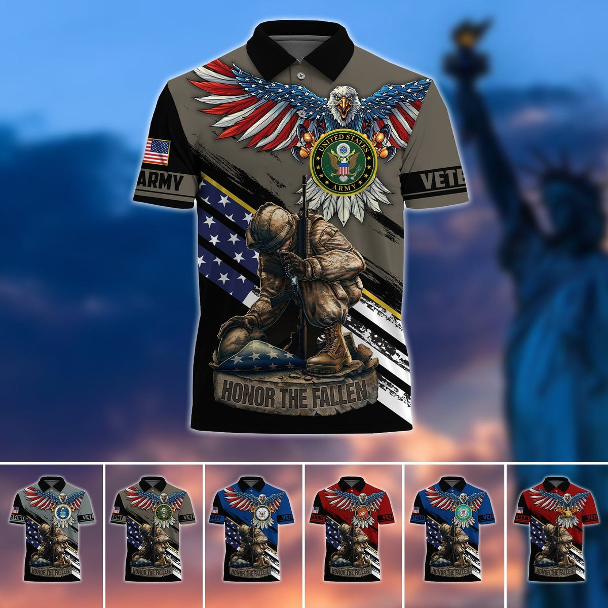 BJ Premium U.S Multiple Service Veteran Polo Shirt