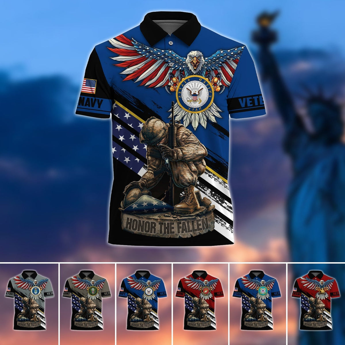 BJ Premium U.S Multiple Service Veteran Polo Shirt