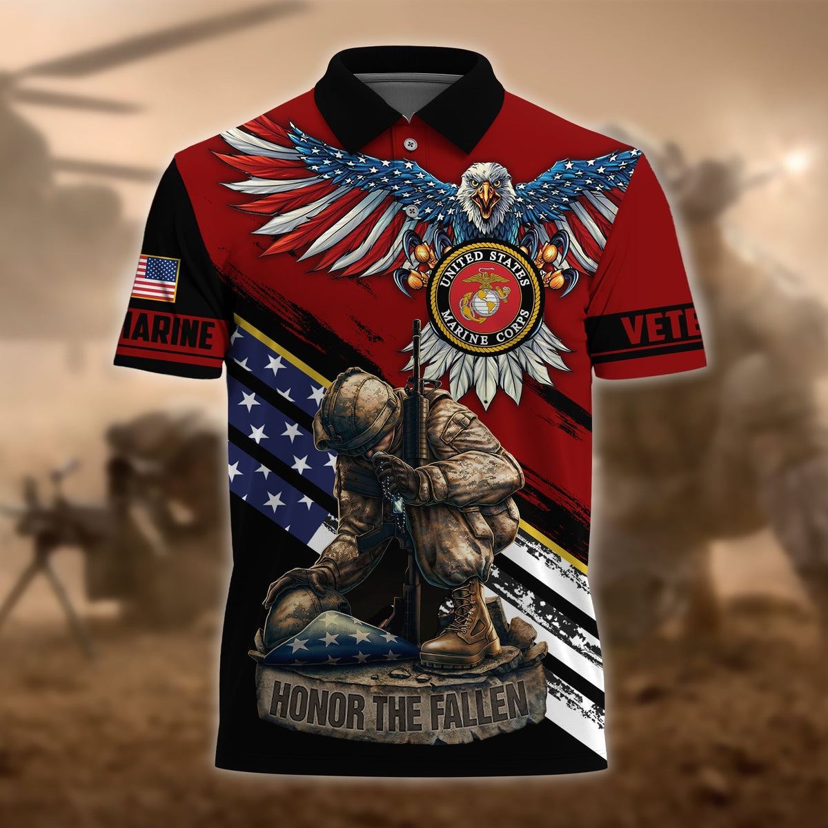 BJ Premium U.S Multiple Service Veteran Polo Shirt