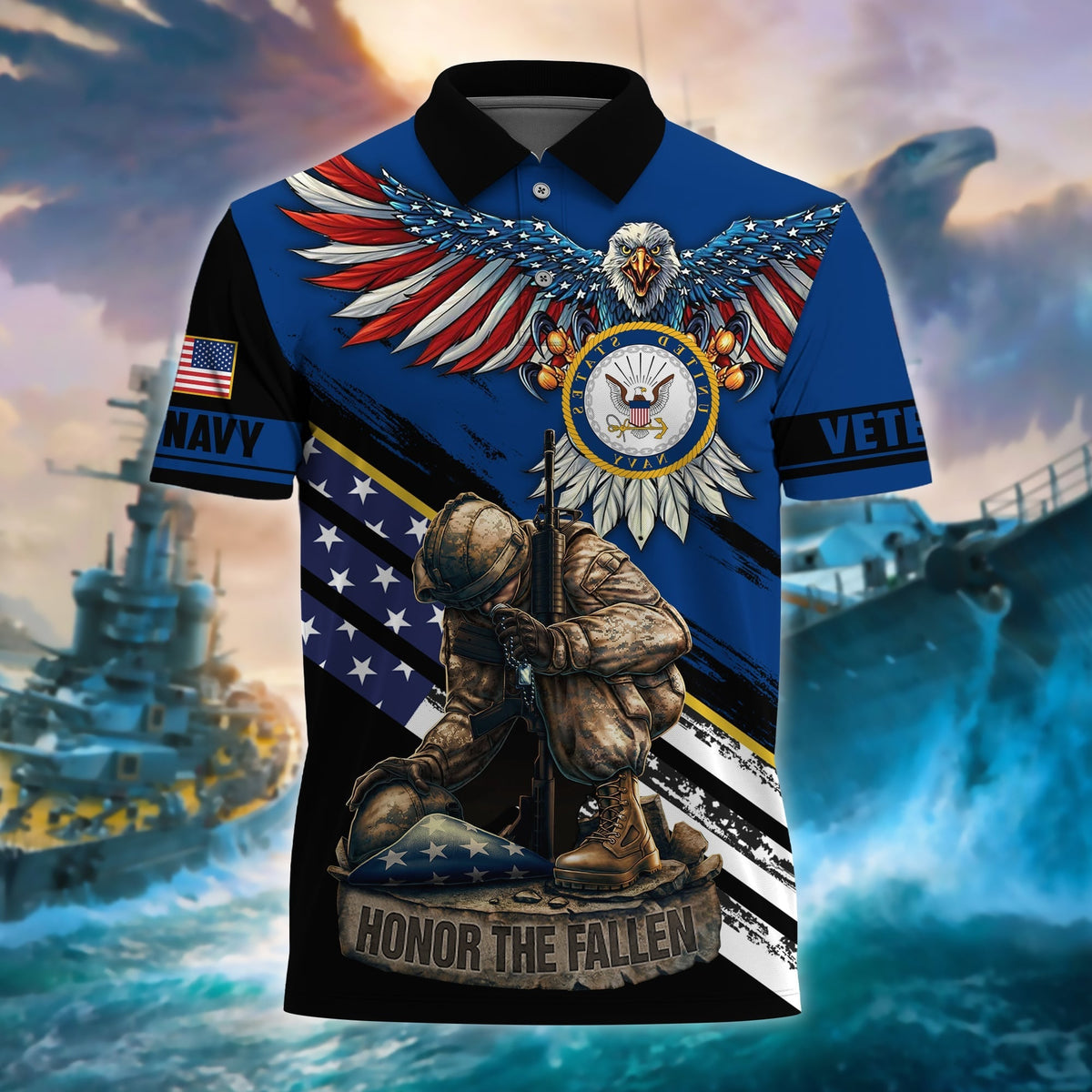 BJ Premium U.S Multiple Service Veteran Polo Shirt