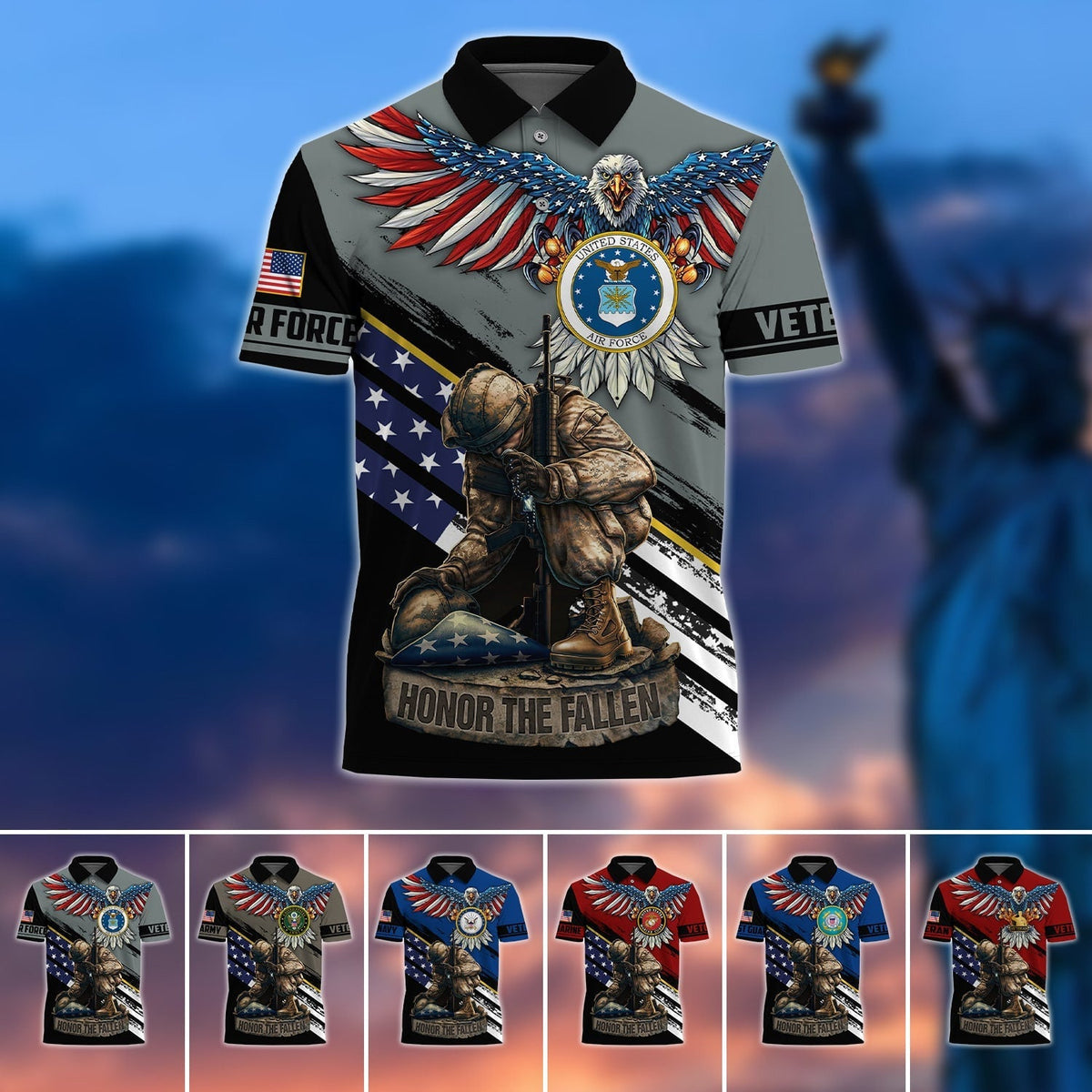 BJ Premium U.S Multiple Service Veteran Polo Shirt