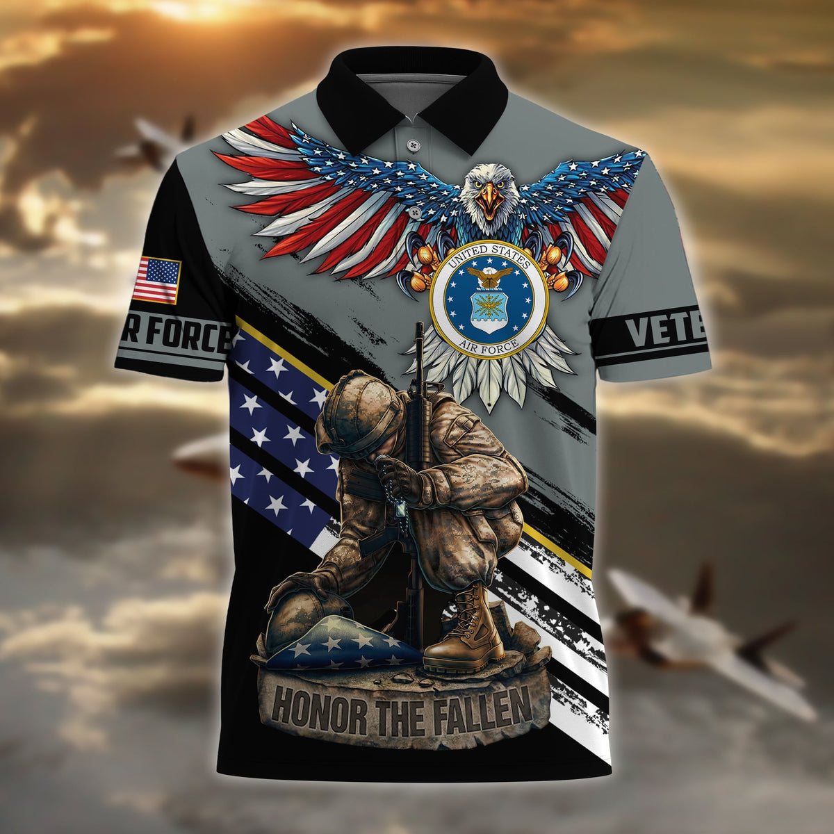 BJ Premium U.S Multiple Service Veteran Polo Shirt