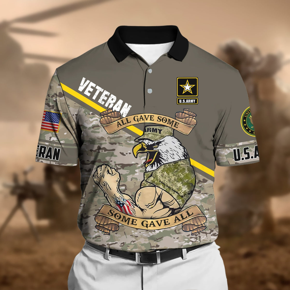 BJ Unique U.S Multiple Service Veteran Polo Shirt