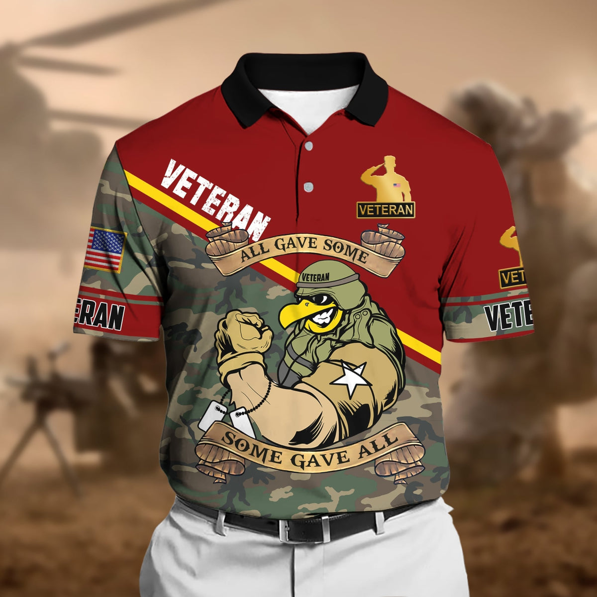 BJ Unique U.S Multiple Service Veteran Polo Shirt