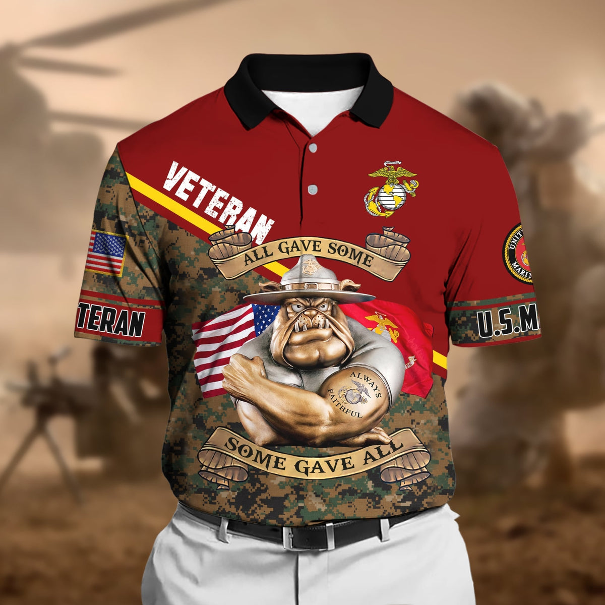BJ Unique U.S Multiple Service Veteran Polo Shirt