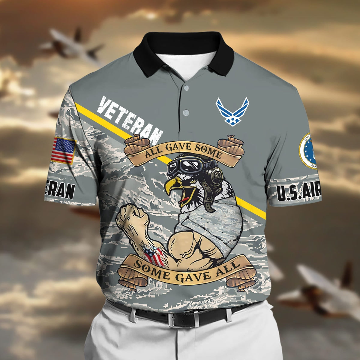 BJ Unique U.S Multiple Service Veteran Polo Shirt