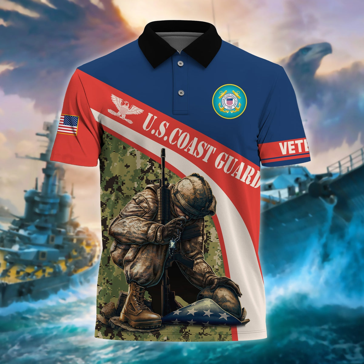 BJ Premium U.S Multiple Service Veteran Polo Shirt