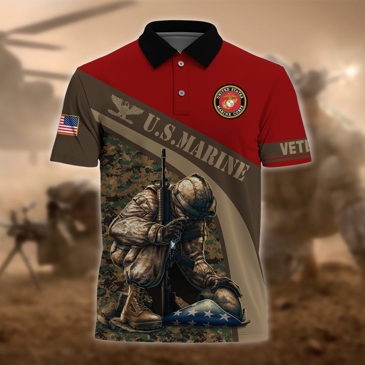 BJ Premium U.S Multiple Service Veteran Polo Shirt