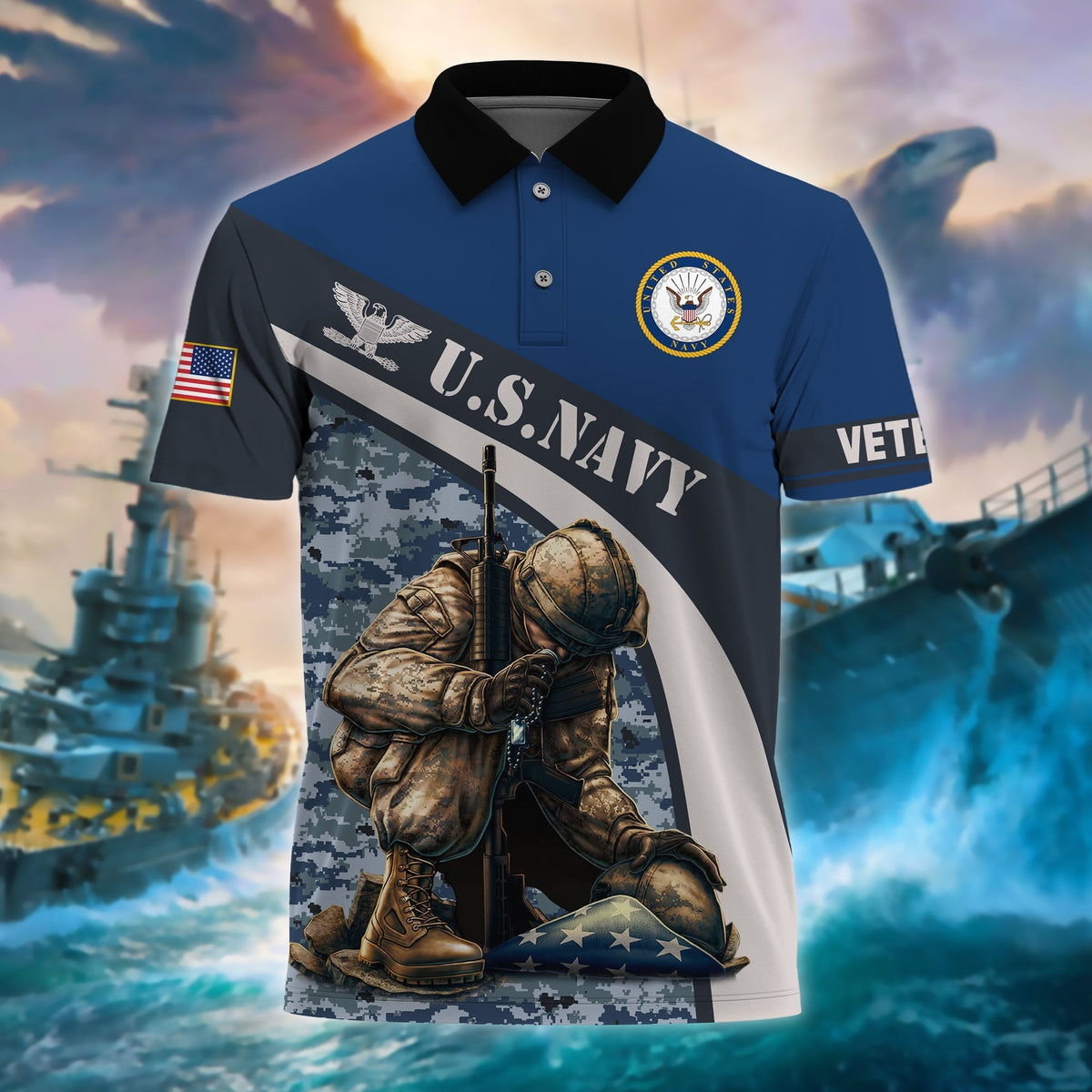 BJ Premium U.S Multiple Service Veteran Polo Shirt